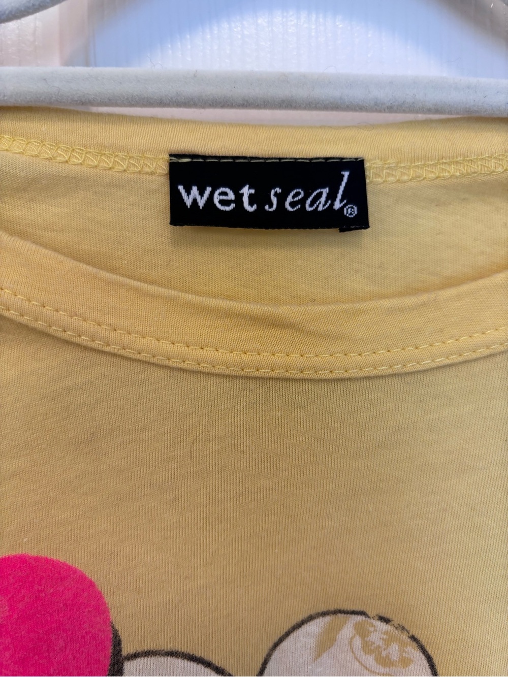 Wet Seal Yellow Tee with Pink & Gold Heart Smiley Print - Picture 2 of 11